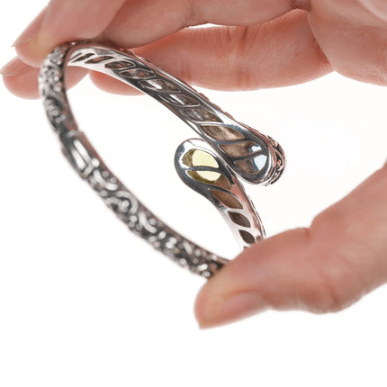 6.625" Effy Sterling/18k Topaz/Period clamper bangle bracelet - Estate Fresh Austin