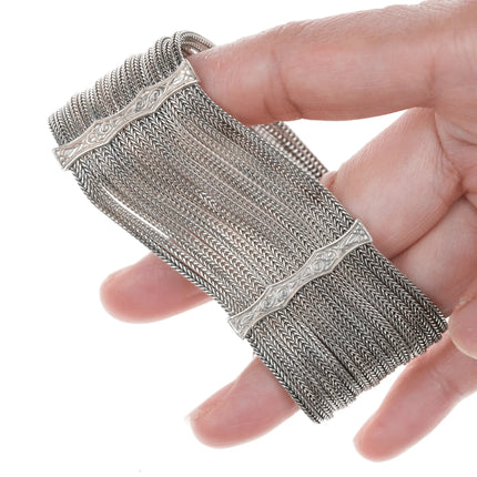 6.625" Greek Gerochristo 18k/Sterling tourmaline braided bracelet - Estate Fresh Austin