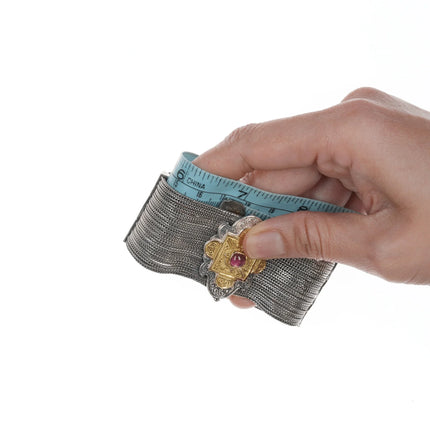 6.625" Greek Gerochristo 18k/Sterling tourmaline braided bracelet - Estate Fresh Austin