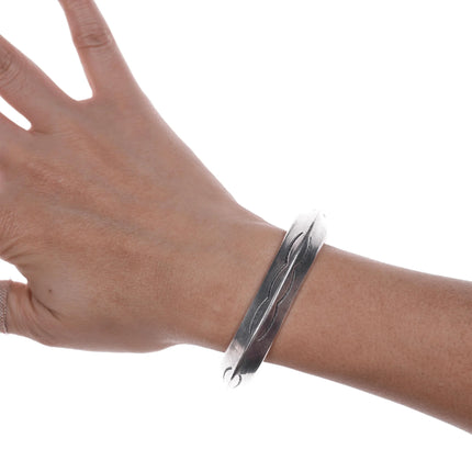 6.625" Heavy vintage Ingot Silver Navajo Carinated cuff bracelet - Estate Fresh Austin