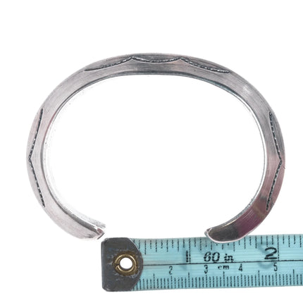 6.625" Heavy vintage Ingot Silver Navajo Carinated cuff bracelet - Estate Fresh Austin