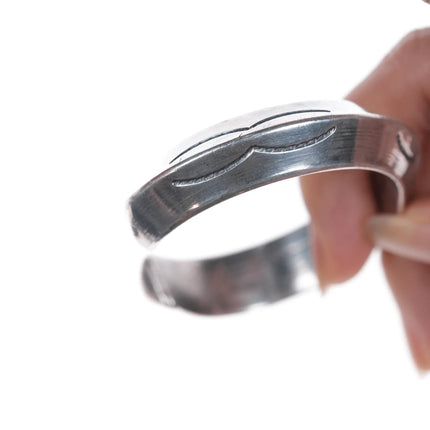 6.625" Heavy vintage Ingot Silver Navajo Carinated cuff bracelet - Estate Fresh Austin