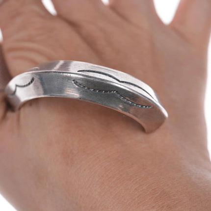 6.625" Heavy vintage Ingot Silver Navajo Carinated cuff bracelet - Estate Fresh Austin
