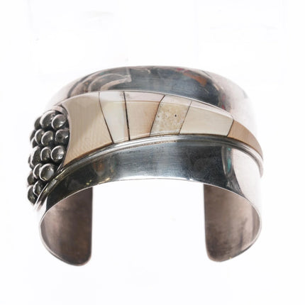 6.625" Jack Woolsey Agatized coral, fossil, jasper sterling cuff bracelet - Estate Fresh Austin