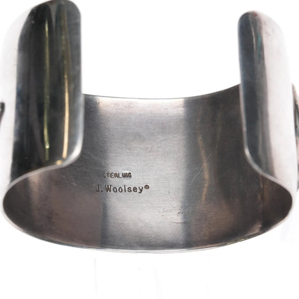 6.625" Jack Woolsey Agatized coral, fossil, jasper sterling cuff bracelet - Estate Fresh Austin