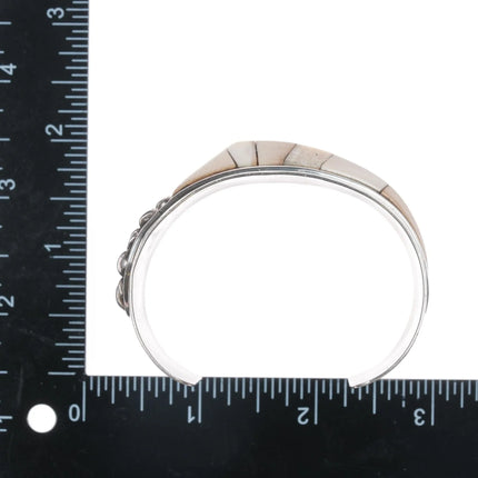 6.625" Jack Woolsey Agatized coral, fossil, jasper sterling cuff bracelet - Estate Fresh Austin