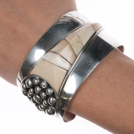 6.625" Jack Woolsey Agatized coral, fossil, jasper sterling cuff bracelet - Estate Fresh Austin