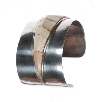 6.625" Jack Woolsey Agatized coral, fossil, jasper sterling cuff bracelet - Estate Fresh Austin