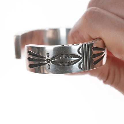 6.625" Jennifer Curtis Navajo Heavy Stamped silver bracelet - Estate Fresh Austin
