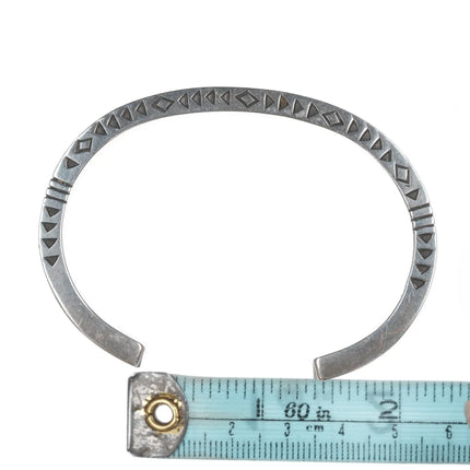 6.625" Jennifer Curtis Navajo Heavy Stamped silver bracelet - Estate Fresh Austin