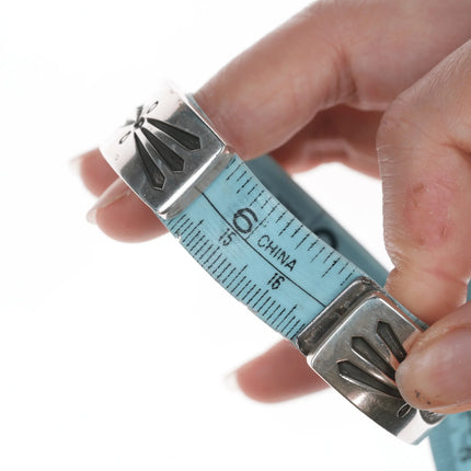 6.625" Jennifer Curtis Navajo Heavy Stamped silver bracelet - Estate Fresh Austin