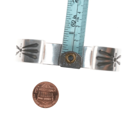 6.625" Jennifer Curtis Navajo Heavy Stamped silver bracelet - Estate Fresh Austin