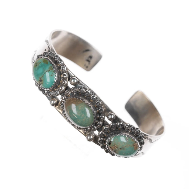 6.625" Jerry Roan Navajo Sterling and turquoise cuff bracelet - Estate Fresh Austin