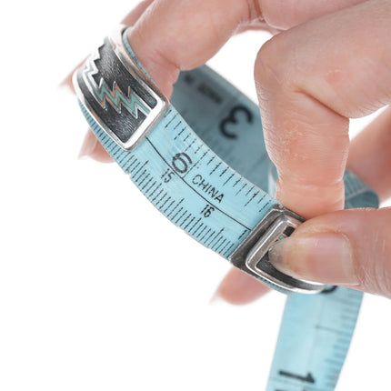 6.625" Kabana Sterling and turquoise enamel cuff bracelet - Estate Fresh Austin