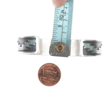 6.625" Kabana Sterling and turquoise enamel cuff bracelet - Estate Fresh Austin