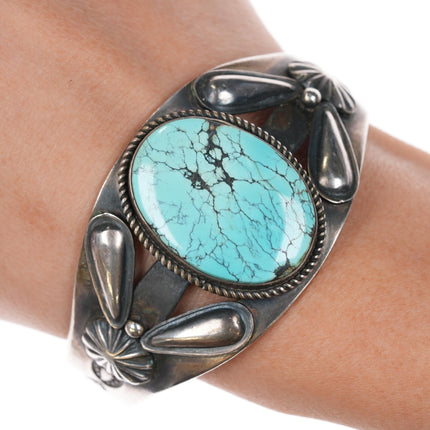 6 5/8" Kirk Smith Navajo sterling and turquoise cuff bracelet - Estate Fresh Austin