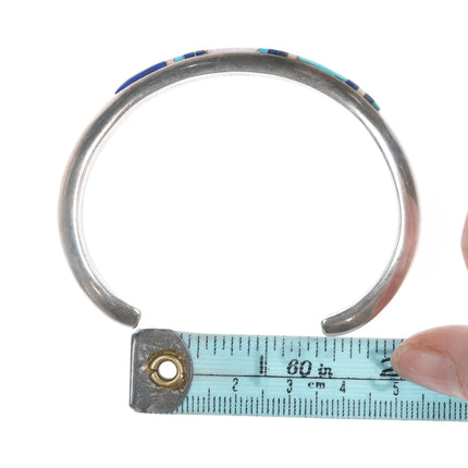 6.625" Leonard Nez Navajo Sterling Channel inlay cuff bracelet - Estate Fresh Austin