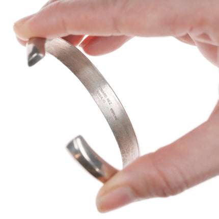 6.625" Leonard Nez Navajo Sterling Channel inlay cuff bracelet - Estate Fresh Austin