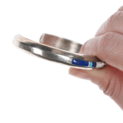 6.625" Leonard Nez Navajo Sterling Channel inlay cuff bracelet - Estate Fresh Austin