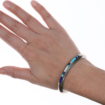 6.625" Leonard Nez Navajo Sterling Channel inlay cuff bracelet - Estate Fresh Austin