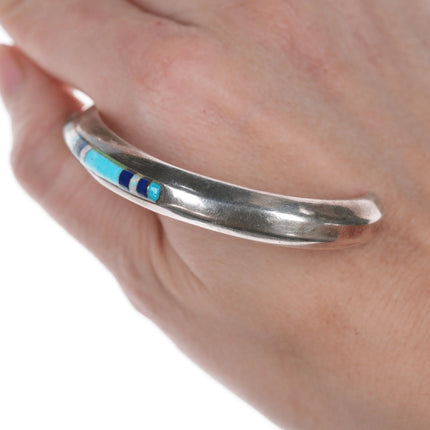 6.625" Leonard Nez Navajo Sterling Channel inlay cuff bracelet - Estate Fresh Austin