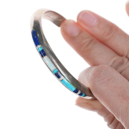 6.625" Leonard Nez Navajo Sterling Channel inlay cuff bracelet - Estate Fresh Austin