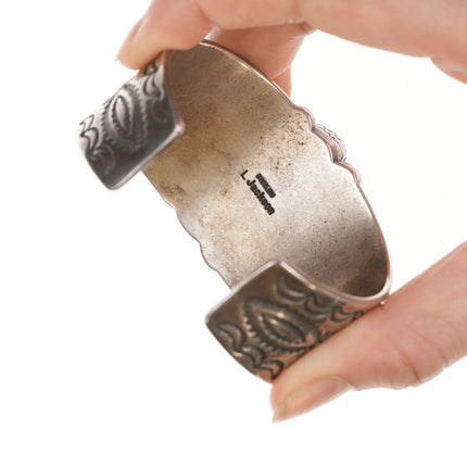 6.62" Lester Jackson Navajo Carved Variscite Frog sterling silver cuff bracelet - Estate Fresh Austin