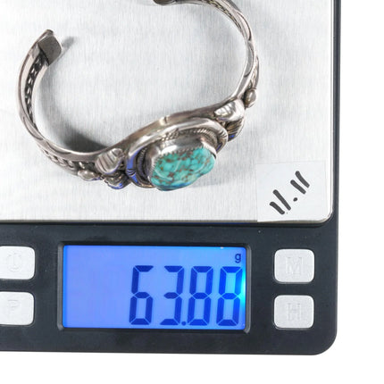 6.625" Mary S Lew Navajo Atkinsons trading post sterling cuff bracelet Turquoise - Estate Fresh Austin