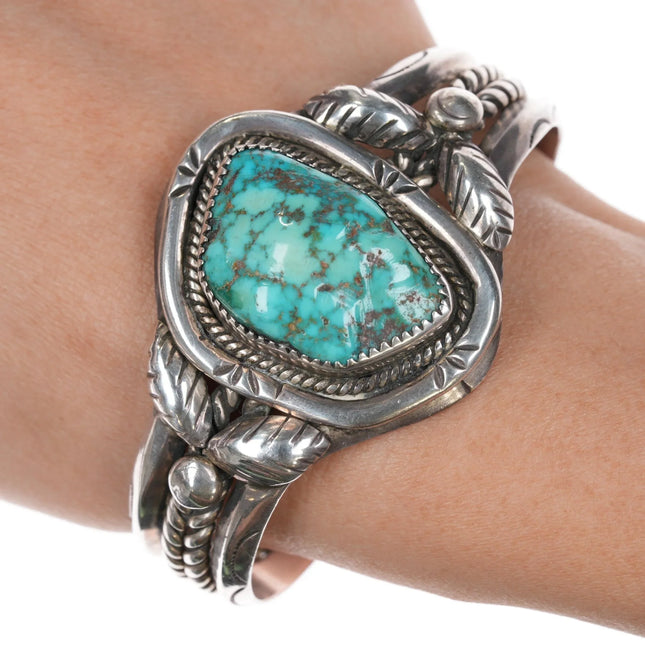 6.625" Mary S Lew Navajo Atkinsons trading post sterling cuff bracelet Turquoise - Estate Fresh Austin