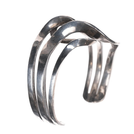 6.625" Michael Kirl Isleta Pueblo modernist sterling cuff bracelet - Estate Fresh Austin