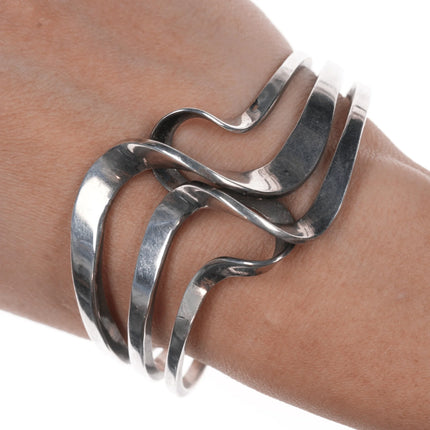 6.625" Michael Kirl Isleta Pueblo modernist sterling cuff bracelet - Estate Fresh Austin