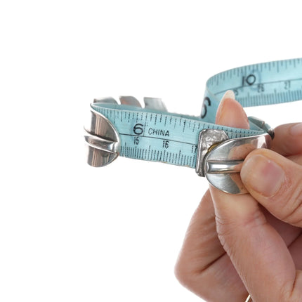 6.625" Mike Thomas Jr Navajo heavy sterling feather cuff bracelet - Estate Fresh Austin