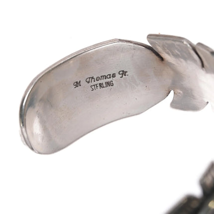 6.625" Mike Thomas Jr Navajo heavy sterling feather cuff bracelet - Estate Fresh Austin