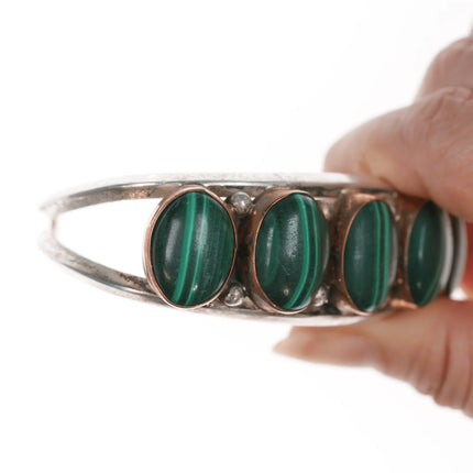 6.625" Native American silver copper, and lapis cuff bracelet - Estate Fresh Austin