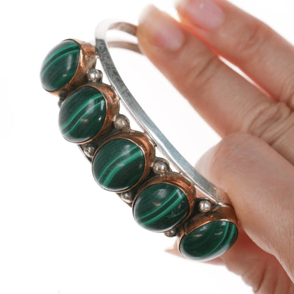 6.625" Native American silver copper, and lapis cuff bracelet - Estate Fresh Austin