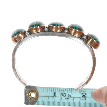 6.625" Native American silver copper, and lapis cuff bracelet - Estate Fresh Austin