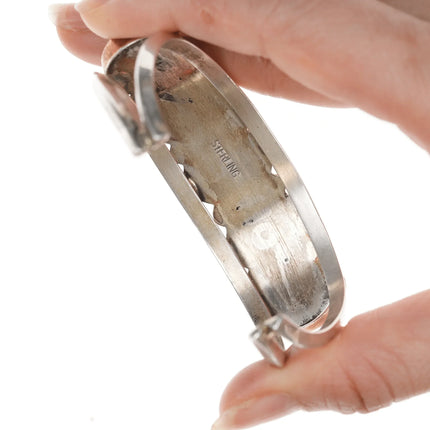 6.625" Native American silver copper, and lapis cuff bracelet - Estate Fresh Austin