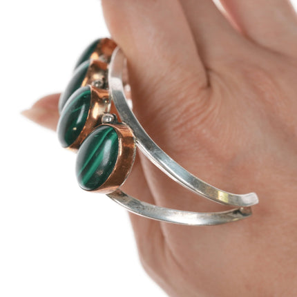 6.625" Native American silver copper, and lapis cuff bracelet - Estate Fresh Austin