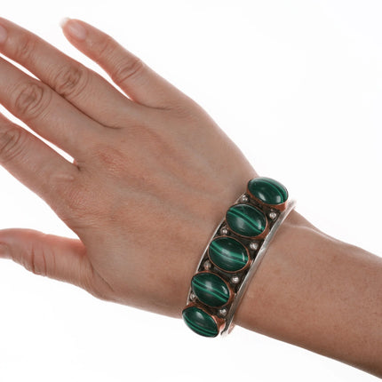 6.625" Native American silver copper, and lapis cuff bracelet - Estate Fresh Austin