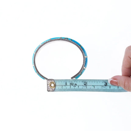 6.625" Retro Southwestern sterling and turquoise channel inlay bracelet - Estate Fresh Austin