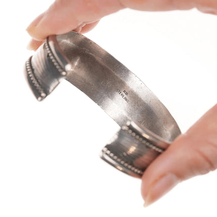 6.625" Richard Begay Navajo silver multi-stone cuff bracelet - Estate Fresh Austin