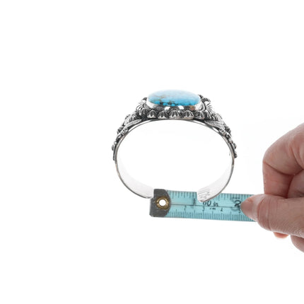 6.625" Rick Werito Navajo Large silver and turquoise cuff bracelet - Estate Fresh Austin