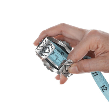 6.625" Rick Werito Navajo Large silver and turquoise cuff bracelet - Estate Fresh Austin