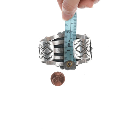 6.625" Rick Werito Navajo Large silver and turquoise cuff bracelet - Estate Fresh Austin