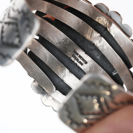 6.625" Rick Werito Navajo Large silver and turquoise cuff bracelet - Estate Fresh Austin