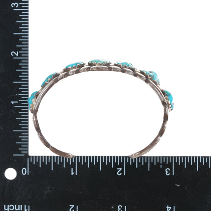 6 5/8" Robert and Bernice Leekya Zuni Sterling turquoise row cuff bracelet - Estate Fresh Austin