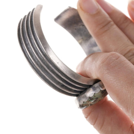 6.625" Robert Chee Tufa Cast Sterling Carrico Lake turquoise bracelet - Estate Fresh Austin