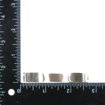 6.625" Robert Honyaktewa Hopi sterling cuff bracelet with overlay design - Estate Fresh Austin