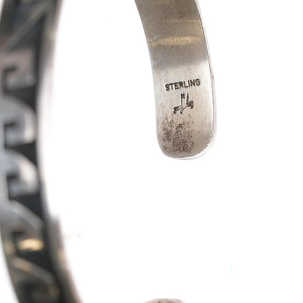 6.625" Robert Honyaktewa Hopi sterling cuff bracelet with overlay design - Estate Fresh Austin