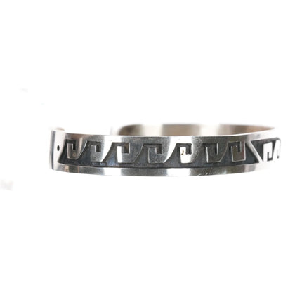 6.625" Robert Honyaktewa Hopi sterling cuff bracelet with overlay design - Estate Fresh Austin